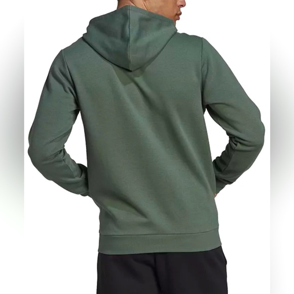 NWT• ADIDAS Essentials 3-Stripes Regular-Fit Logo-Print Fleece Hoodie, Green 2XL - Picture 2 of 12